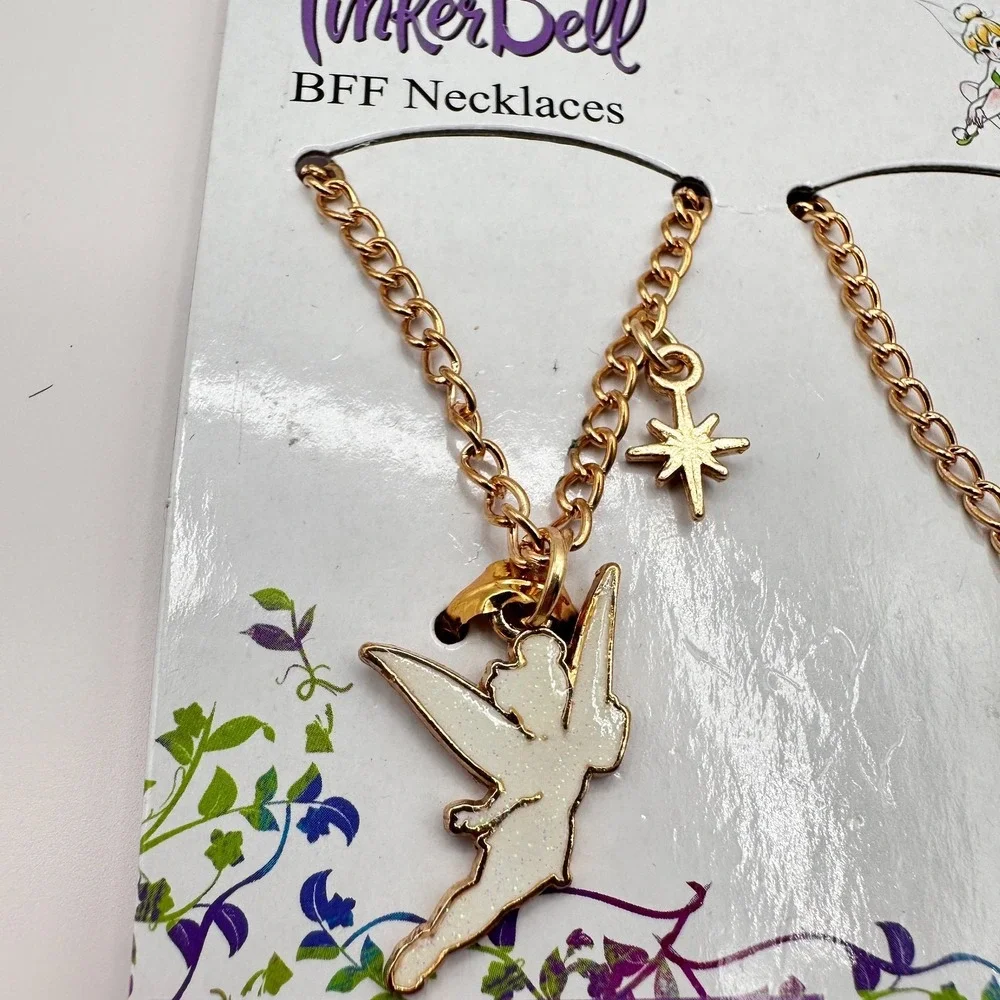 Vintage 80s Disney Tinker Bell BFF Best Forever Fairy Pendant Necklaces Jewelry
